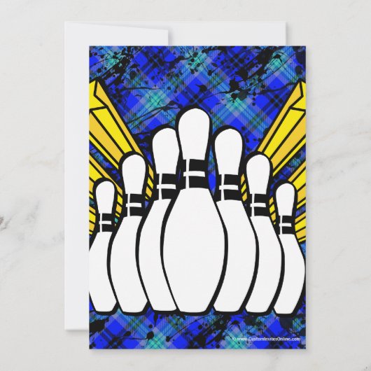Gele Sterren Foto Bowling Party Verjaardag Kaart (Achterkant)