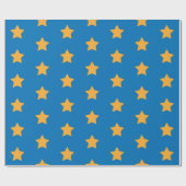 Gele sterren Geometric Starry Blue Pattern Cadeaupapier (Vlak)