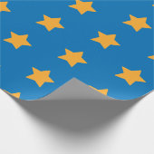 Gele sterren Geometric Starry Blue Pattern Cadeaupapier (Hoek)