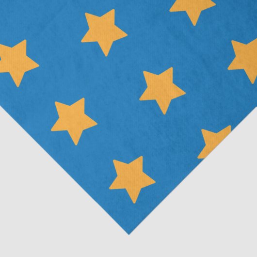 Gele sterren Geometric Starry Blue Pattern Tissuepapier (Detail)