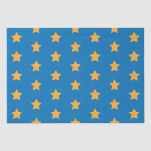 Gele sterren Geometric Starry Blue Pattern Tissuepapier