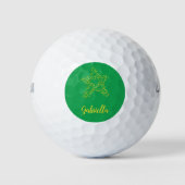 Gele sterren in ster op groen golfballen (Voorkant)