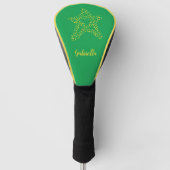 Gele sterren in ster op groen golfheadcover (Voorkant)