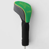 Gele sterren in ster op groen golfheadcover (Schuin)