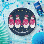 Gele Sterren Met Navy Blauw en Roze Papieren Bordje (Feest)