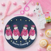 Gele Sterren Met Navy Blauw en Roze Papieren Bordje (Feest)