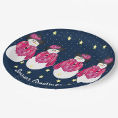 Gele Sterren Met Navy Blauw en Roze Papieren Bordje (Gekanteld)