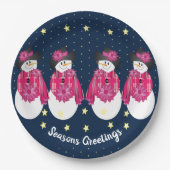 Gele Sterren Met Navy Blauw en Roze Papieren Bordje (Voorkant)