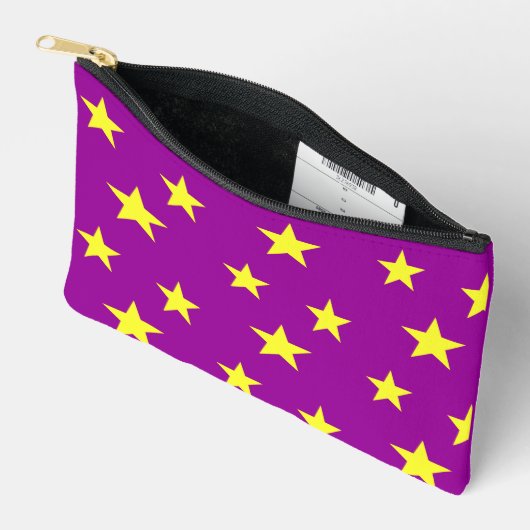 Gele sterren op paars etui (Open)