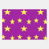 Gele sterren op paars inpakpapier vel (Voorkant 3)