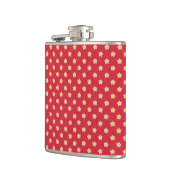 gele sterren op rood patroon heupfles (Links)