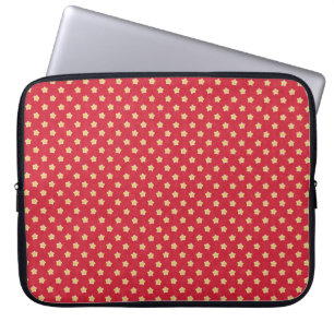 Gele sterren op rood patroon laptop sleeve