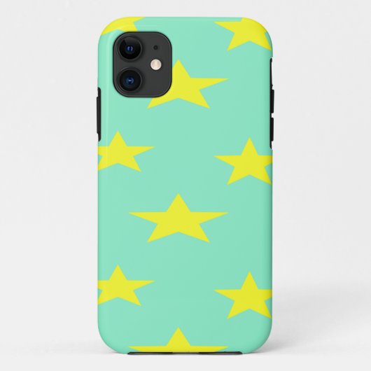 Gele sterren op turkooise Case-Mate iPhone case (Achterkant)