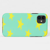 Gele sterren op turkooise Case-Mate iPhone case (Achterkant (horizontaal))