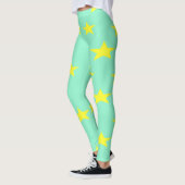 Gele sterren op turkooise leggings (Links)