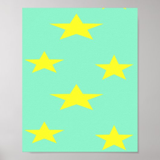 Gele sterren op turkooise poster (Voorkant)