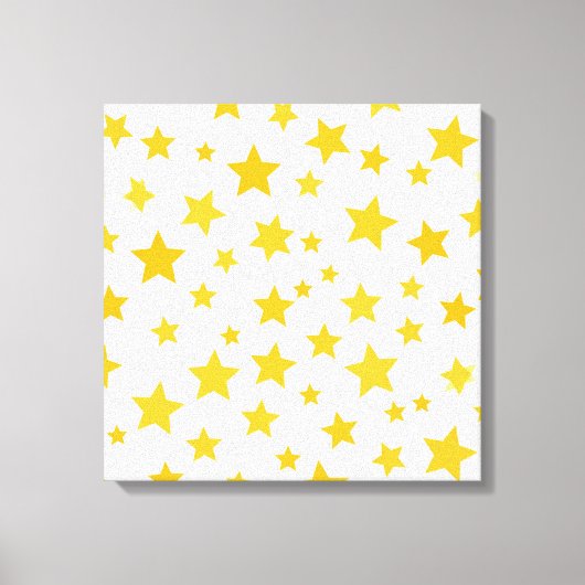 gele sterren op witte achtergrond canvas afdruk (Voorkant)