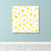 gele sterren op witte achtergrond canvas afdruk (Insitu (Houten vloer))