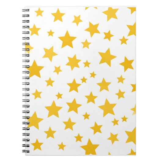 gele sterren op witte achtergrond notitieboek (Voorkant)