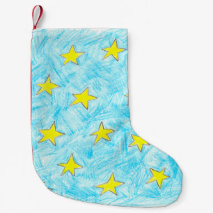 Gele sterren patroon kleine kerstsok