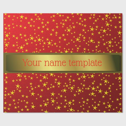 gele sterren sjabloon tekstpapier cadeaupapier (Vlak)