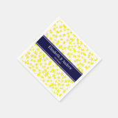 Gele sterren White BG, Navy Blue Name Monogram Servet (Hoek)