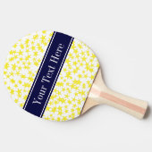 Gele sterren White BG, Navy Blue Name Monogram Tafeltennisbatje (Zijkant)