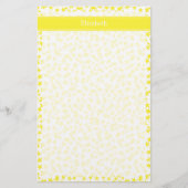 Gele sterren Witte BG, Gele naam Monogram Briefpapier (Voorkant)