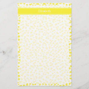 Gele sterren Witte BG, Gele naam Monogram Briefpapier