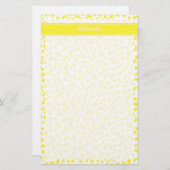 Gele sterren Witte BG, Gele naam Monogram Briefpapier (Voorkant / Achterkant)