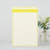 Gele sterren Witte BG, Gele naam Monogram Briefpapier (Staand voorkant)