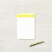 Gele sterren Witte BG, Gele naam Monogram Post-it® Notes (Op bureau)