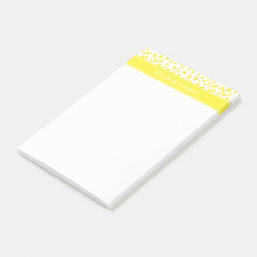 Gele sterren Witte BG, Gele naam Monogram Post-it® Notes (Schuin)