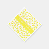 Gele sterren Witte BG, Gele naam Monogram Servetten (Hoek)