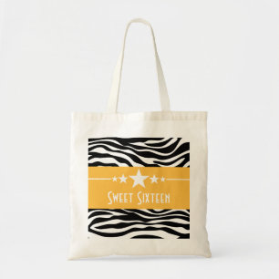 Gele sterren Zebra Print Sweet 16 tas