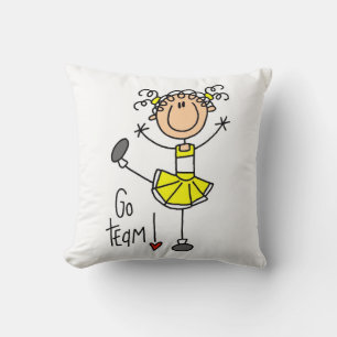 Gele Stick Figure Cheerleader T-shirts en Cadeaus Kussen