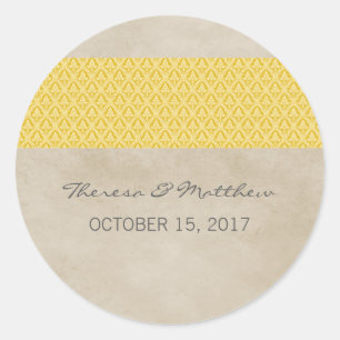 Gele Stickers met de Rustic Damask Wedding