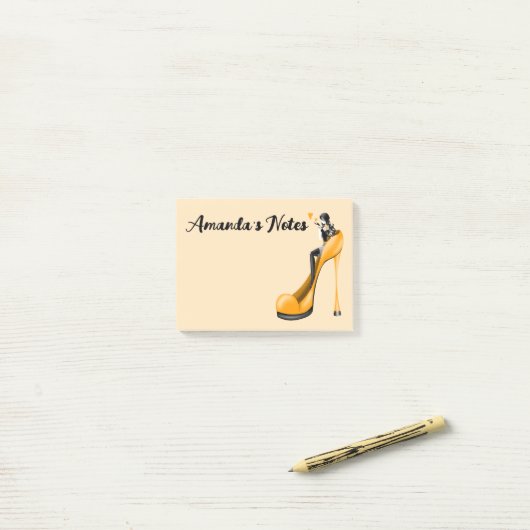 Gele Stiletto Schoen Mode Diva Notities Post-it® Notes (Op bureau)