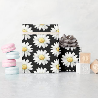Gele Stip-Madeliefjes Cadeaupapier