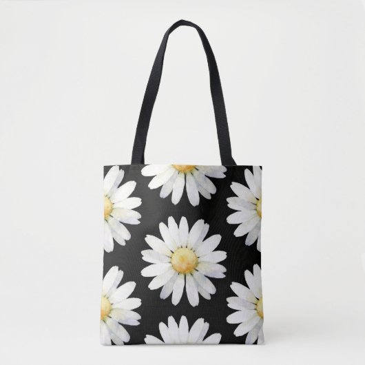 Gele Stip-Madeliefjes Tote Bag (Voorkant)