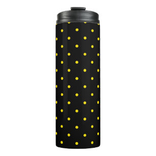 Gele Stip op Zwarte Thermische Tumbler Thermosbeker
