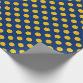  gele Stippen Blauw achtergrondpapier Cadeaupapier (Hoek)