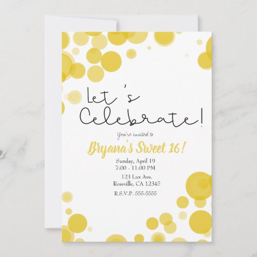 Gele Stippen Bubbel Feestelijke Party Kaart (Voorkant)