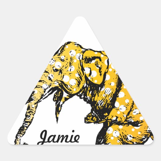 Gele Stippen Circus Fietsen Olifant Sticker (Voorkant)