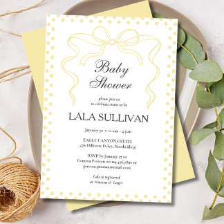Gele Stippen Coquette Strik Baby Shower Kaart