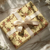 Gele stippen kerstman van peperkoek Kerstmis Cadeaupapier