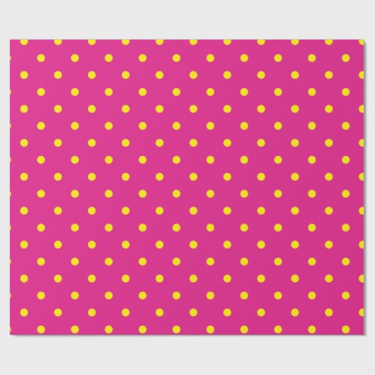 Gele stippen op een magenta roze achtergrond. cadeaupapier (Vlak)
