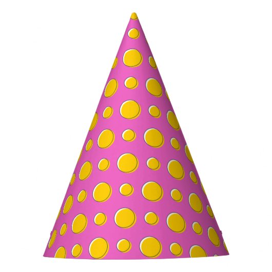 Gele Stippen Op Roze Feesthoedjes (Voorkant)