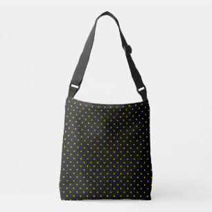 Gele Stippen op Zwarte Tote Crossbody Tas
