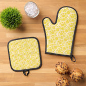 Gele Stippen ovenwanten en pothouderset Ovenwant & Pannenlap Set (Top down)